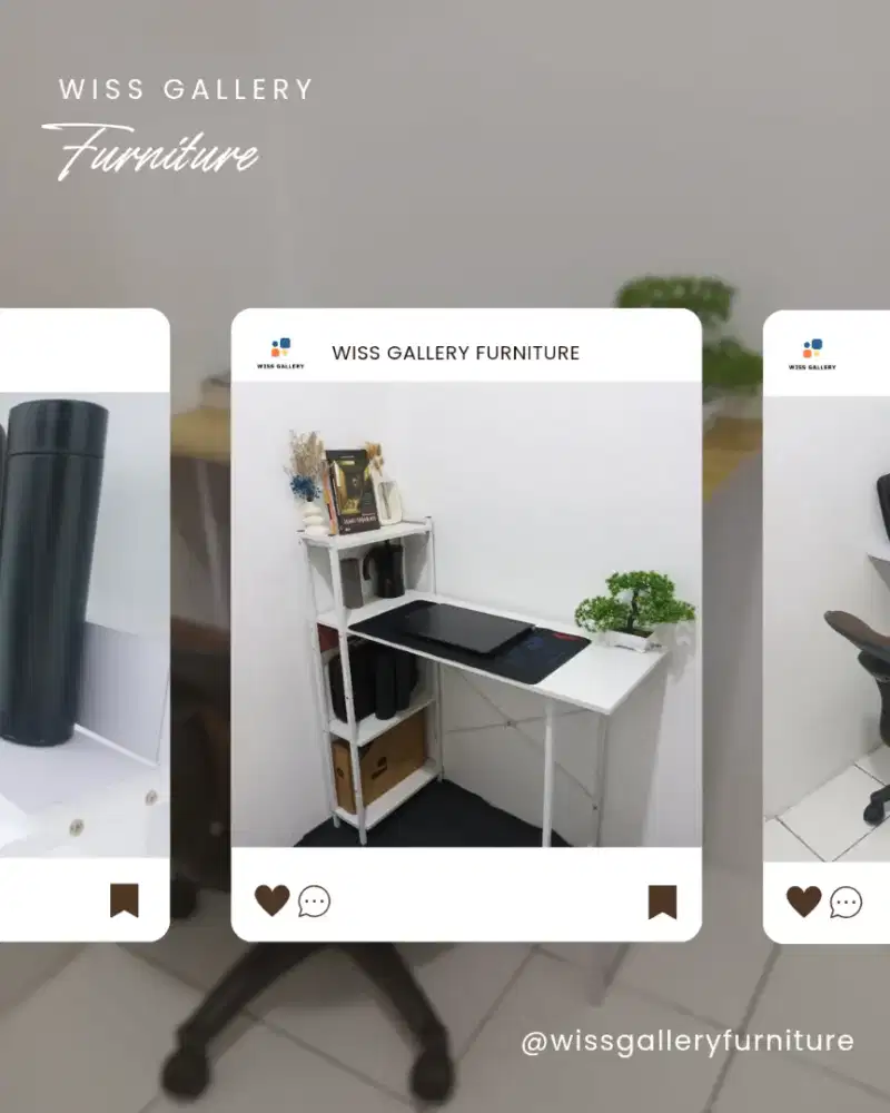MEJA LAPTOP DENGAN RAK MINIMALIST AESTHETIC
