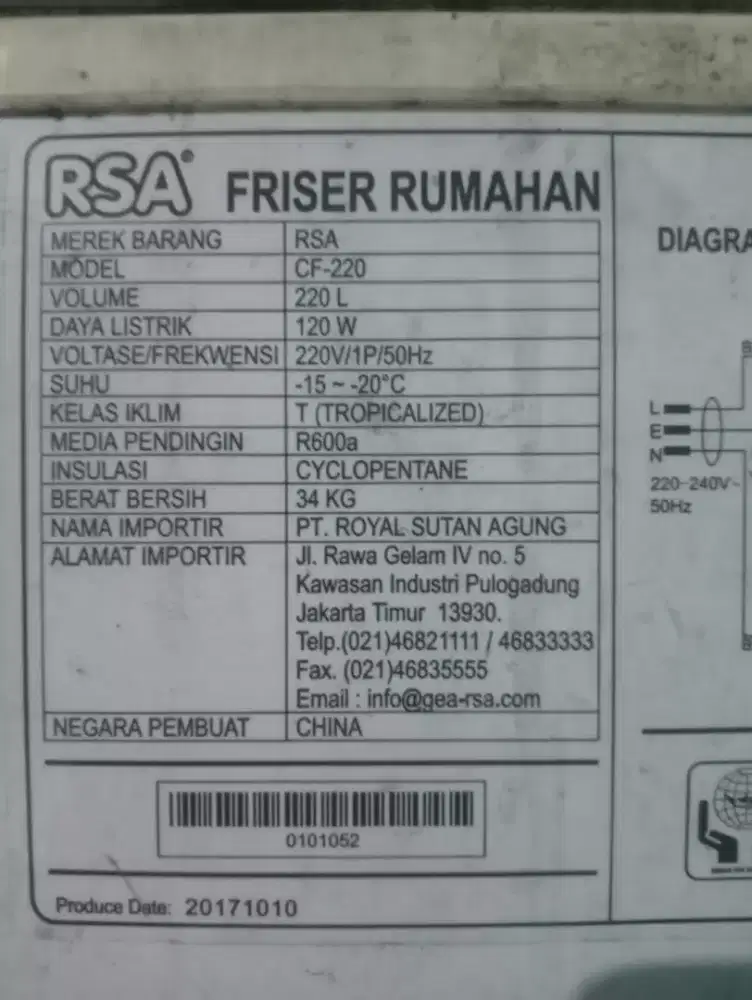 Frezer buat es batu dan fozen food