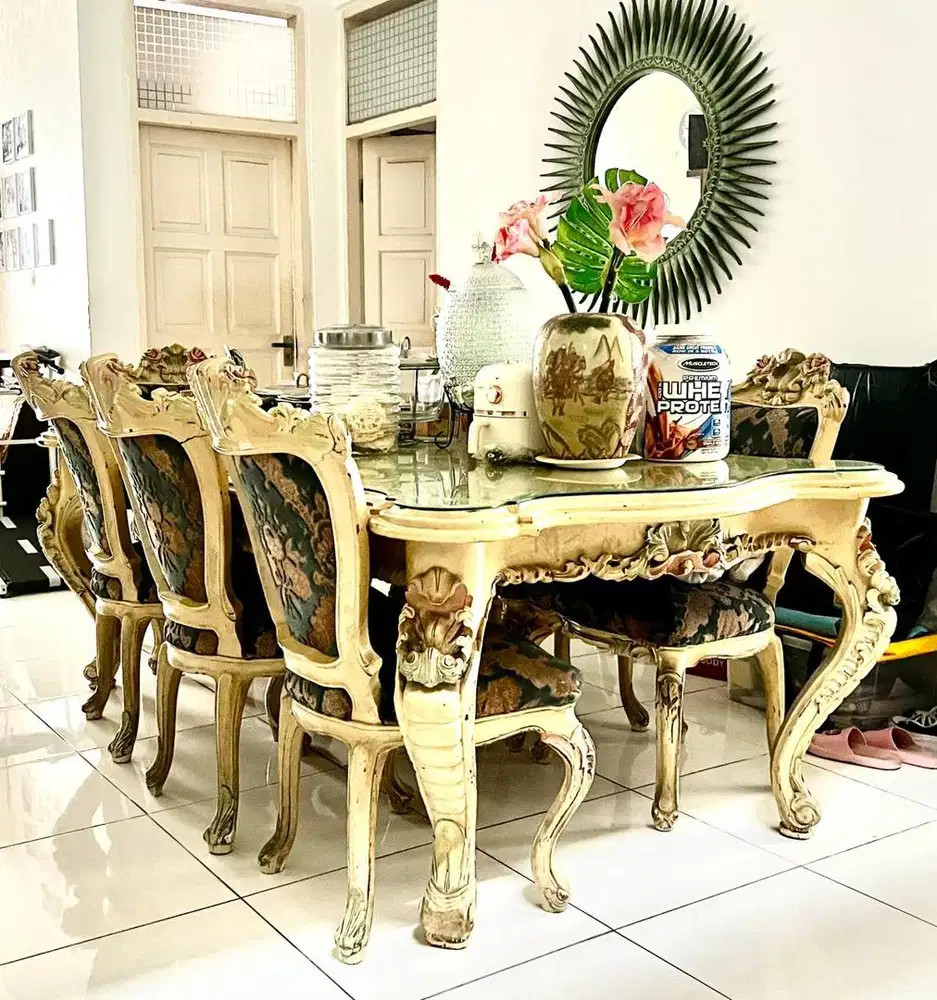 Meja jati ukir dining room