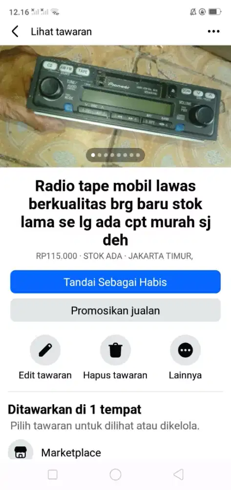 Audio radio tape lawas brg baru stok lama se lg ada cpt murah sj