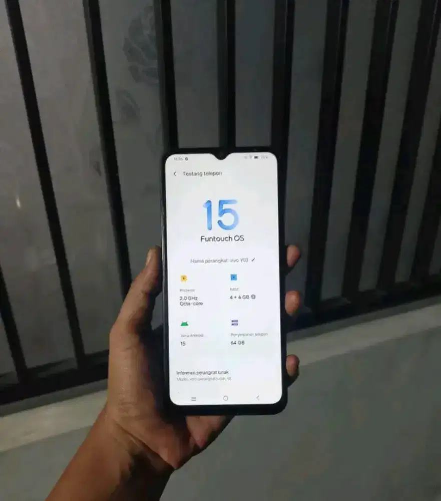 Vivo Y03 ram 4/64 android 15 helio g85 siap pakai normal hp charger