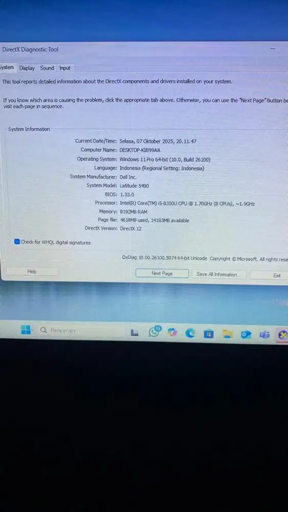 Di jual Leptop Dell Core i5 no minus