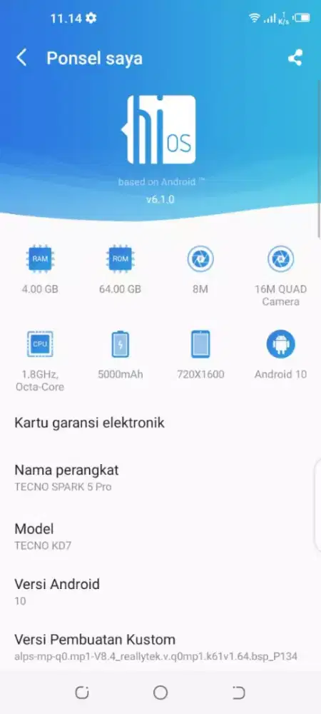 tekno spark 5 pro ram 4/64 hape aja, no minus siap pakai