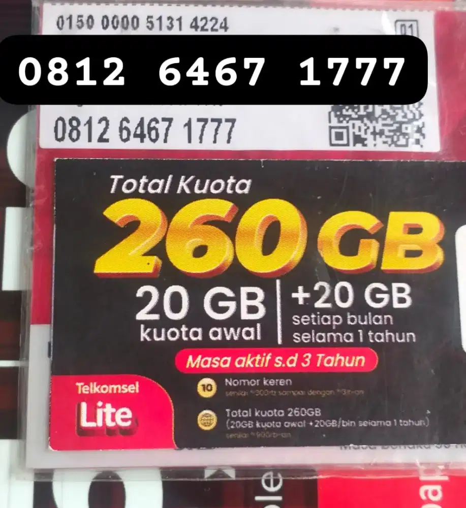 NOMOR CANTIK SIMPATI ISI 260 GB MASA AKTIF KUOTA SATU TAHUN.