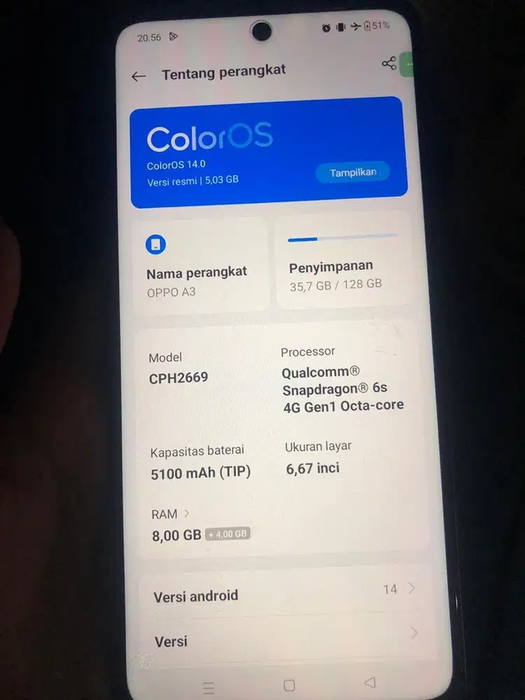 Oppo A3 warna ungu