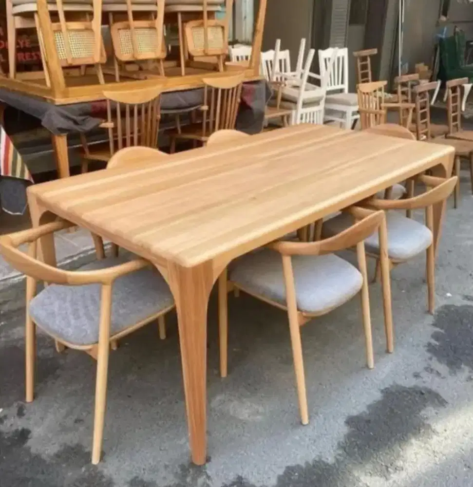 Set meja makan jati solid