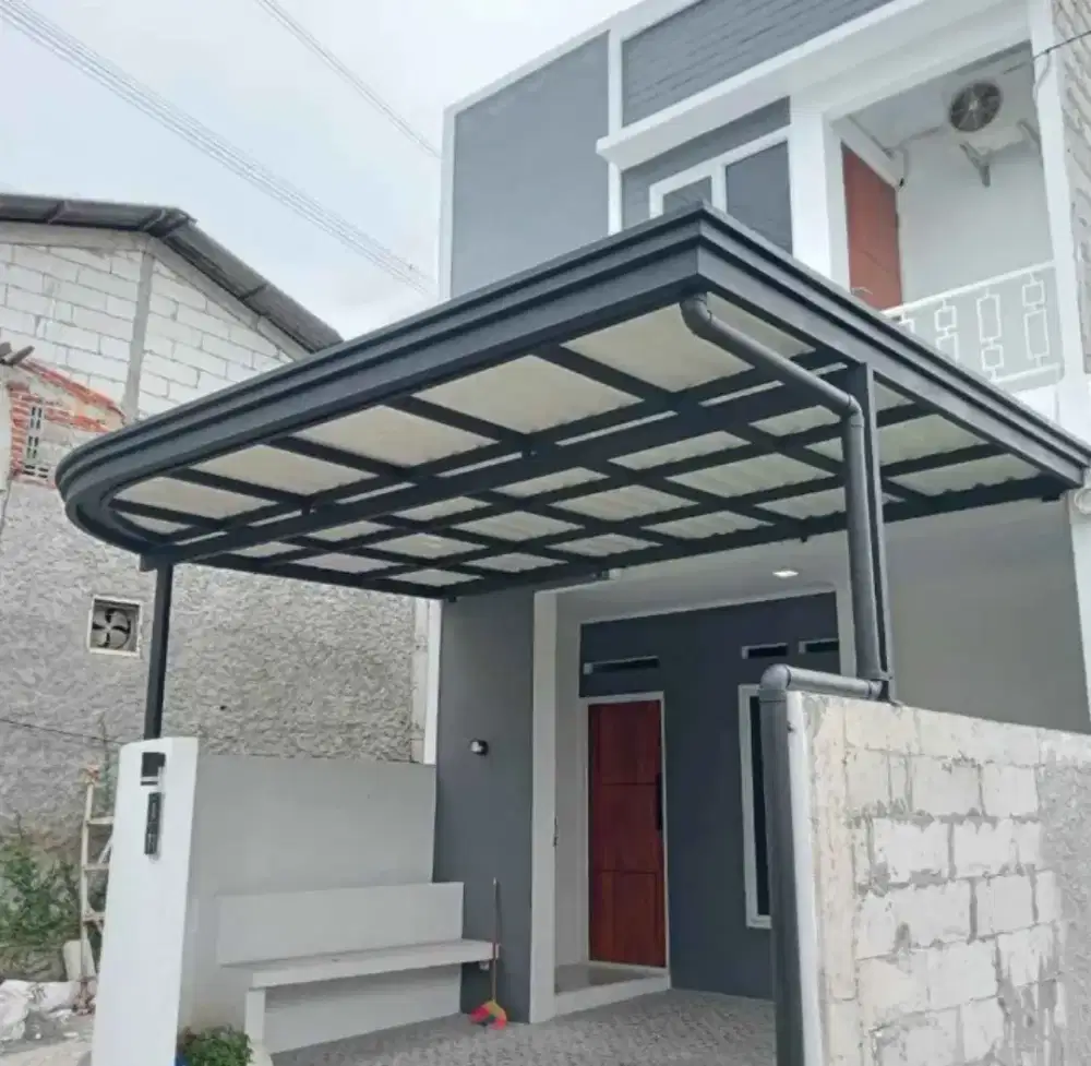 Kanopi atap alderon rangka besi