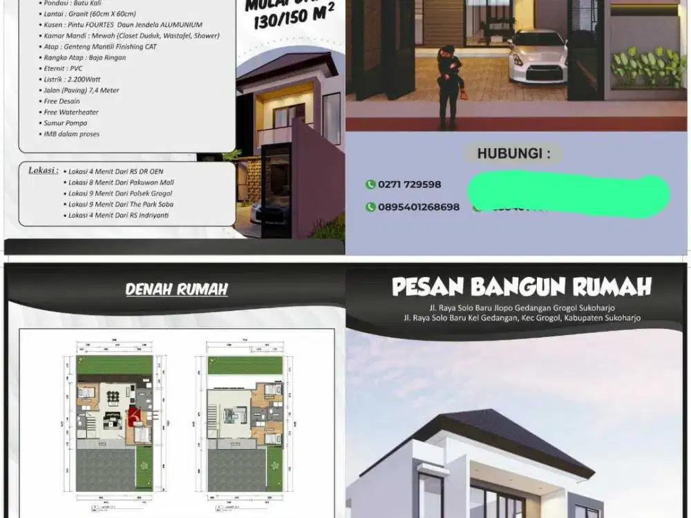 dijual rumah luas 130/150 lokasi dekat jln raya soba 5 menit dari RS