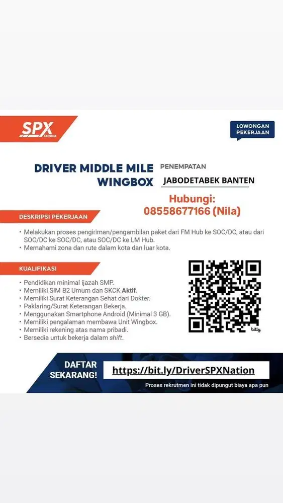 LOWONGAN KERJA DRIVER WINGBOX SPX EXPRESS