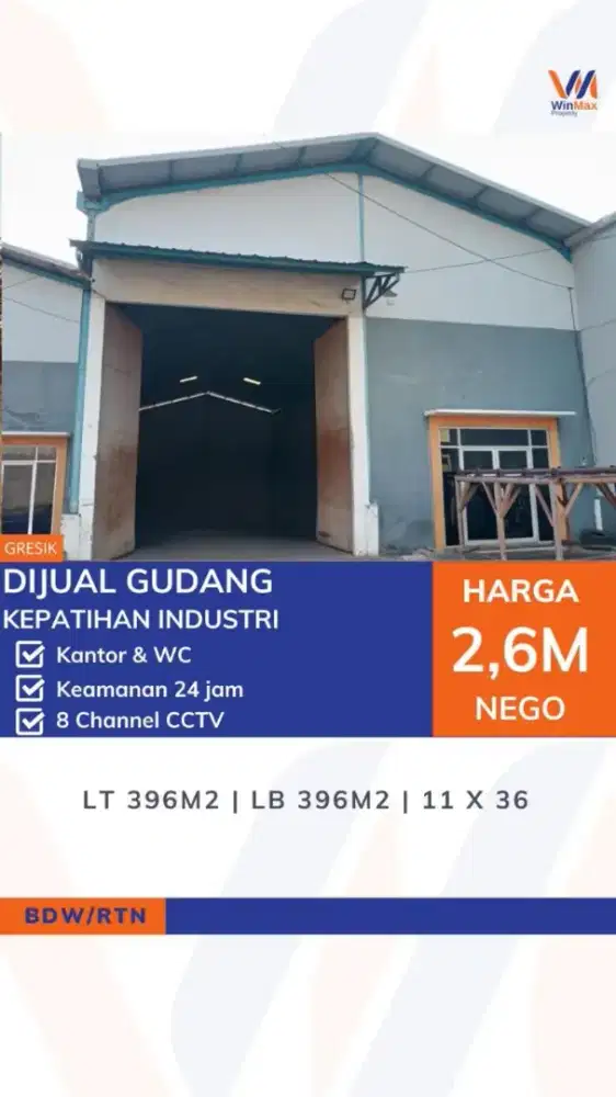 Turun Harga Gudang Dijual di Kepatihan Industri Surabaya