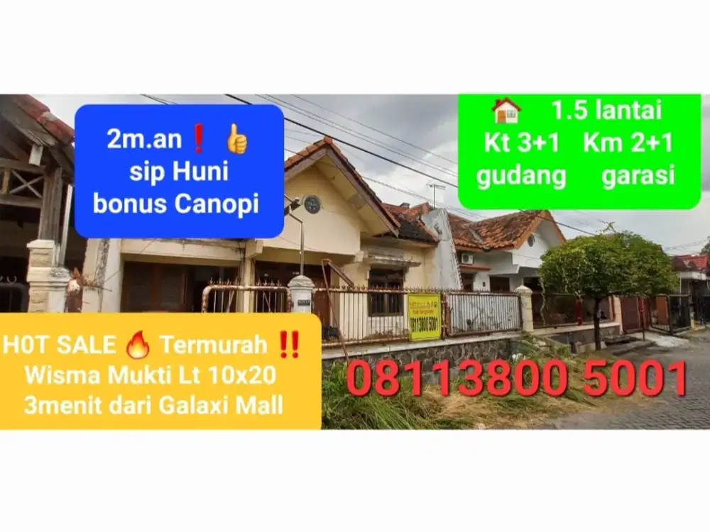 ️BU‼️JUAL MURAH️‼️RUMAH WISMA MUKTI Lt10x20