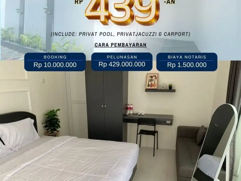 Villa Pool Jacuzzi Ready Siap Huni dengan Carport di Gito Gati Sleman