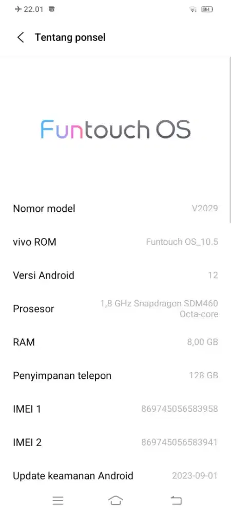 Hp Vivo v2029 mesin normal
