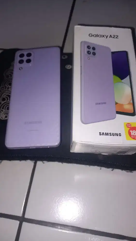 Jual HP Samsung A22 RAM 6/128 fullset no minus masih orian