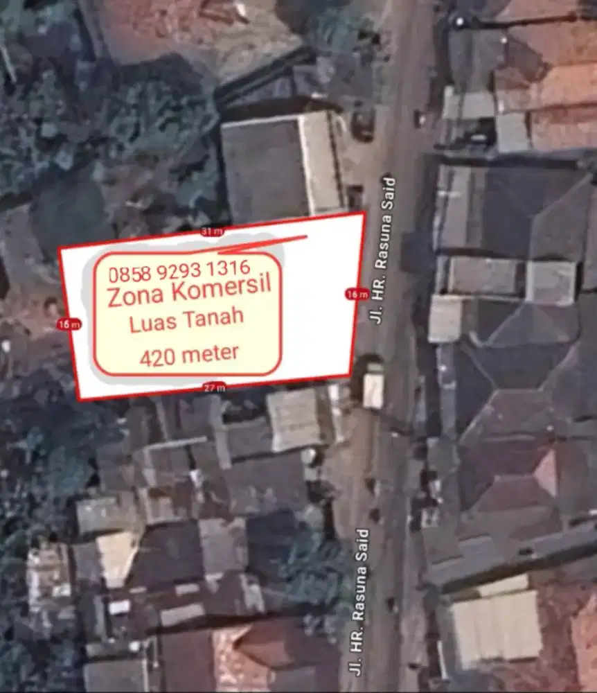 DIJUAL/DISEWAKAN LAHAN 420 M2, JL HR RASUNA SAID, PINANG, TANGERANG
