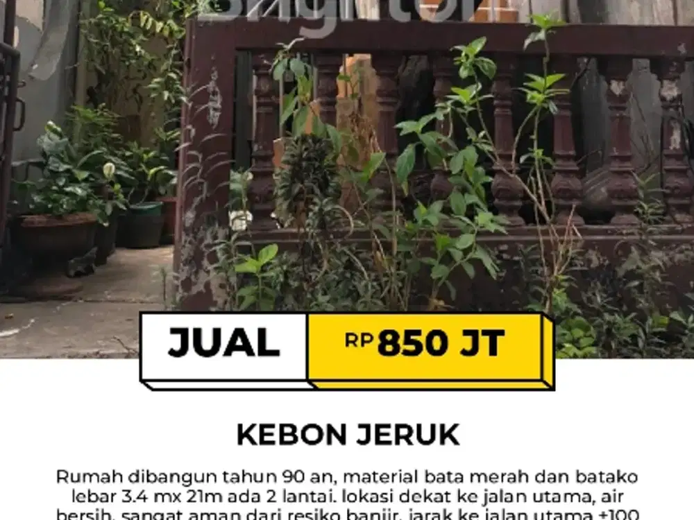 Rumah hitung tanah dalam gang dekat Binus Anggrek Jakarta barat
