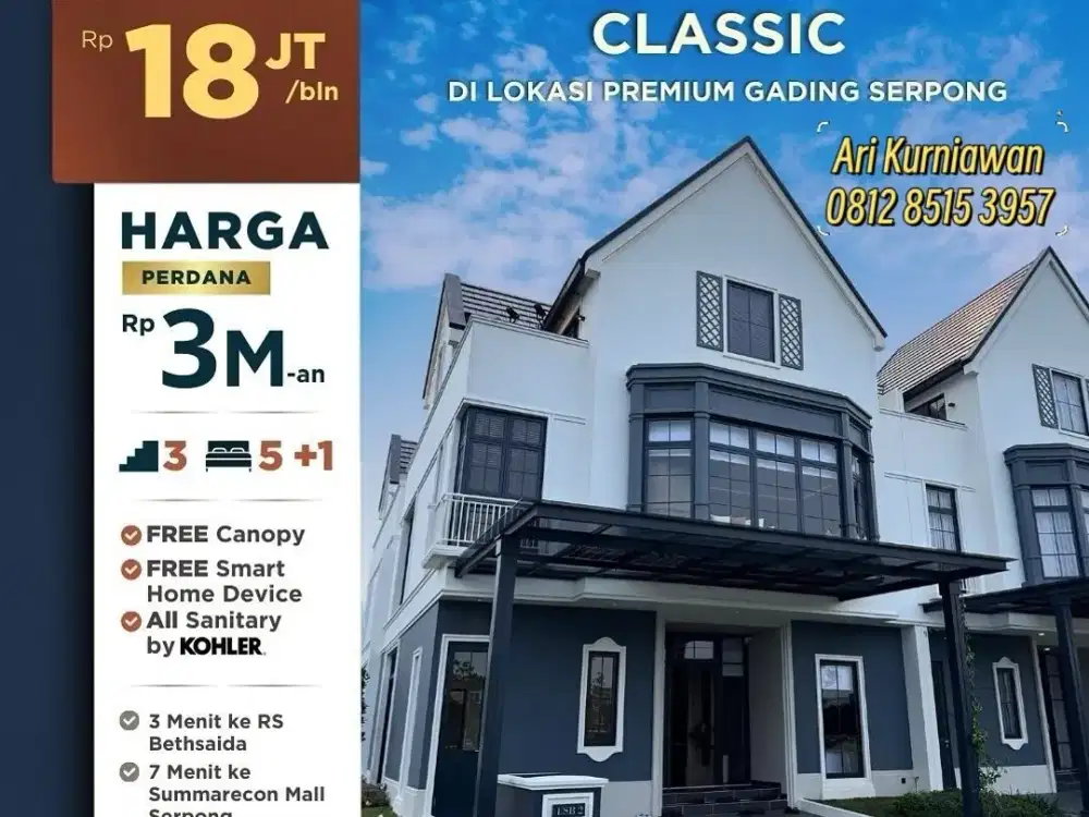 Type 8 cluster terlaris SUMMARECON SERPONG LOUISE! 3,9MAN LIMITED UNIT