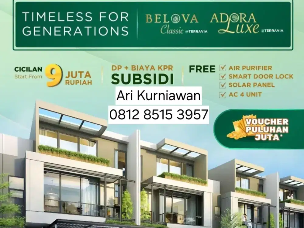 BELOVA AT TERRAVIA bsd city mulai 2M type 2 lantai 6x11 FREE DP KPR10%