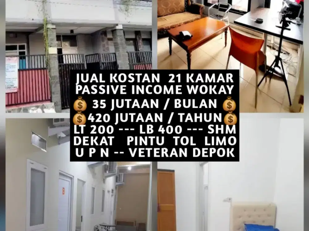 JUAL KOST KOSAN 21 KAMAR DEKAT UPN VETERAN DAN PINTU TOL LIMO DEPOK