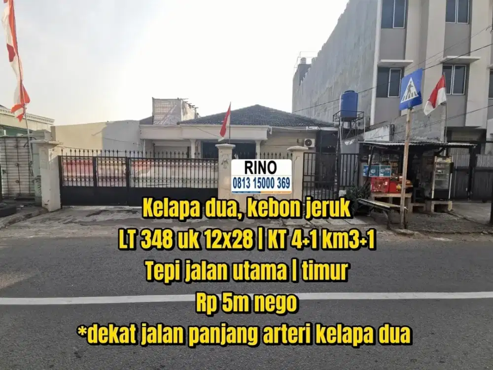 Dekat jalan panjang arteri kelapa dua! Rumah hitung tanah kebon jeruk