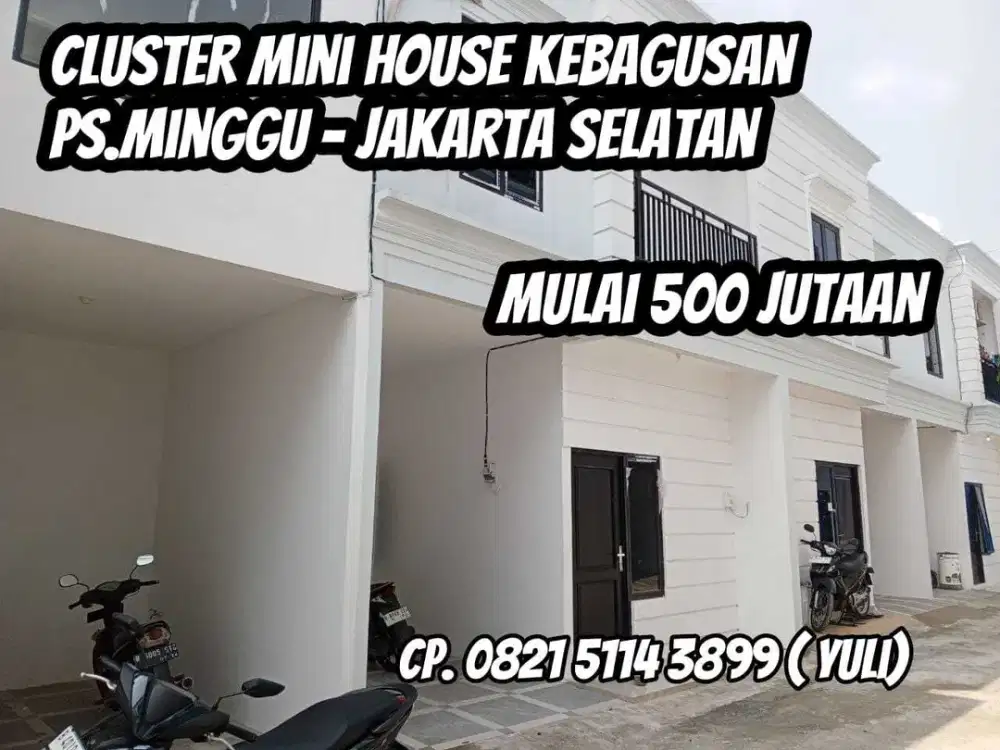 Rumah Cluster 2 Lantai bisa custom Akses mobil di Pasar Minggu Jaksel