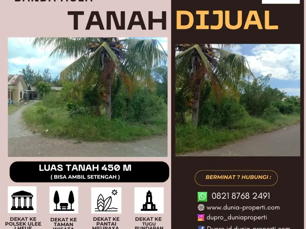 Tanah Dijual di Gp Pie Luas 450 m, Kota Banda Aceh – Lokasi Strategis