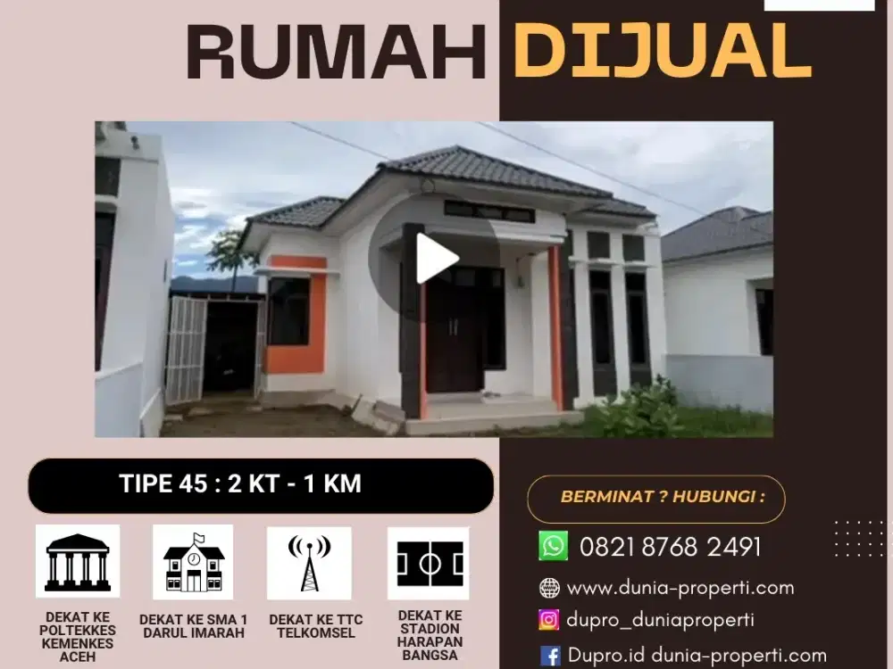 Rumah Strategis Tp 50 Siap Huni Dekat SMA 1 Lampeuneurut Darul Imarah