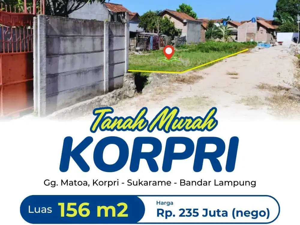 TANAH MURAH DAN STRATEGIS KORPRI GG. MATOA SUKARAME BANDAR LAMPUNG
