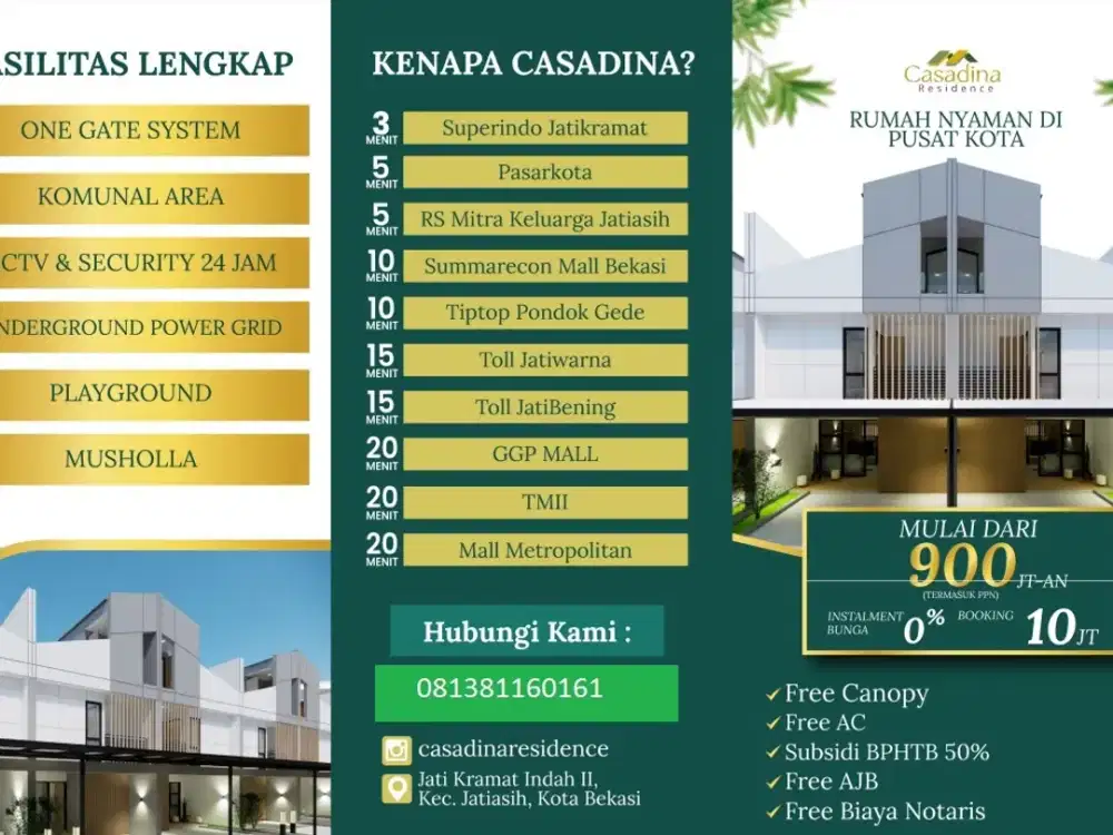 CASADANA RESIDENCE siap huni  15 menit dari jakarta dekat pintu Tol