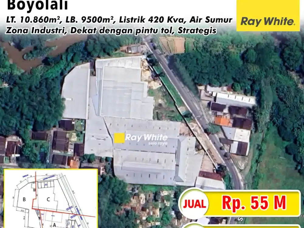 Dijual Gudang Luas 1Ha di Bangak, Boyolali, Dekat Pintu Tol