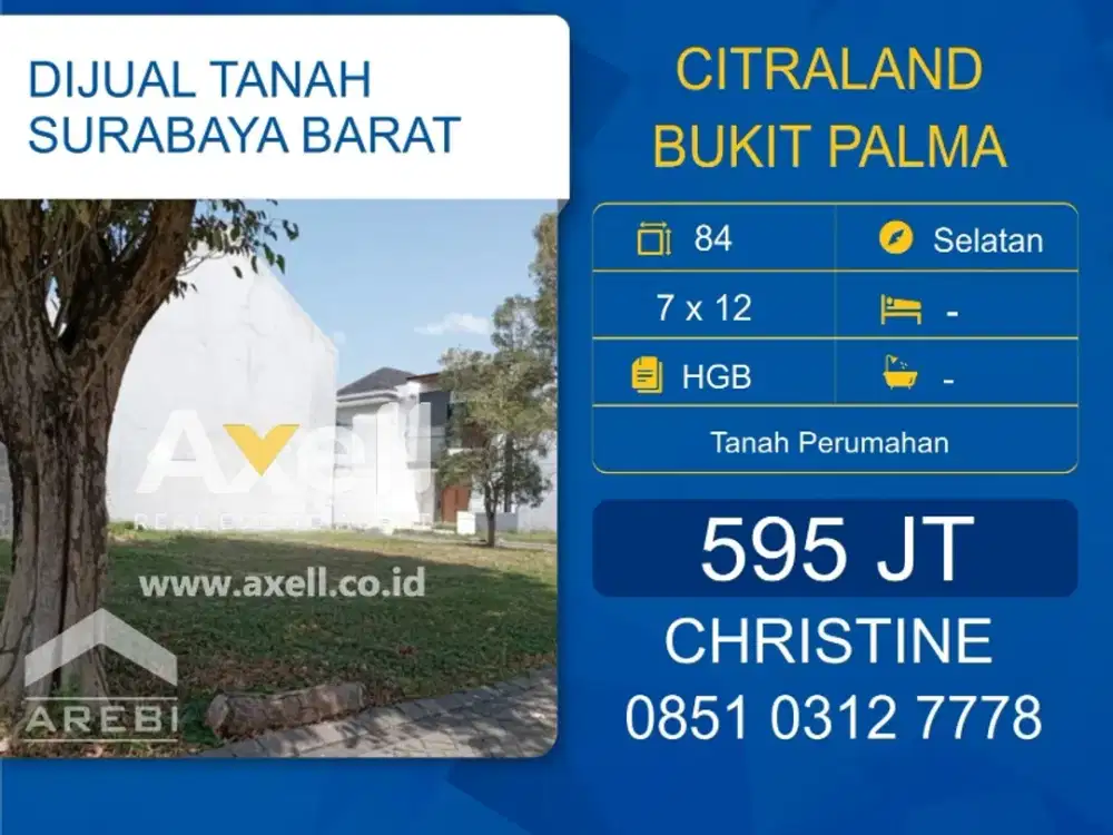 Tanah Perumahan Citraland Bukit Palma Dijual
