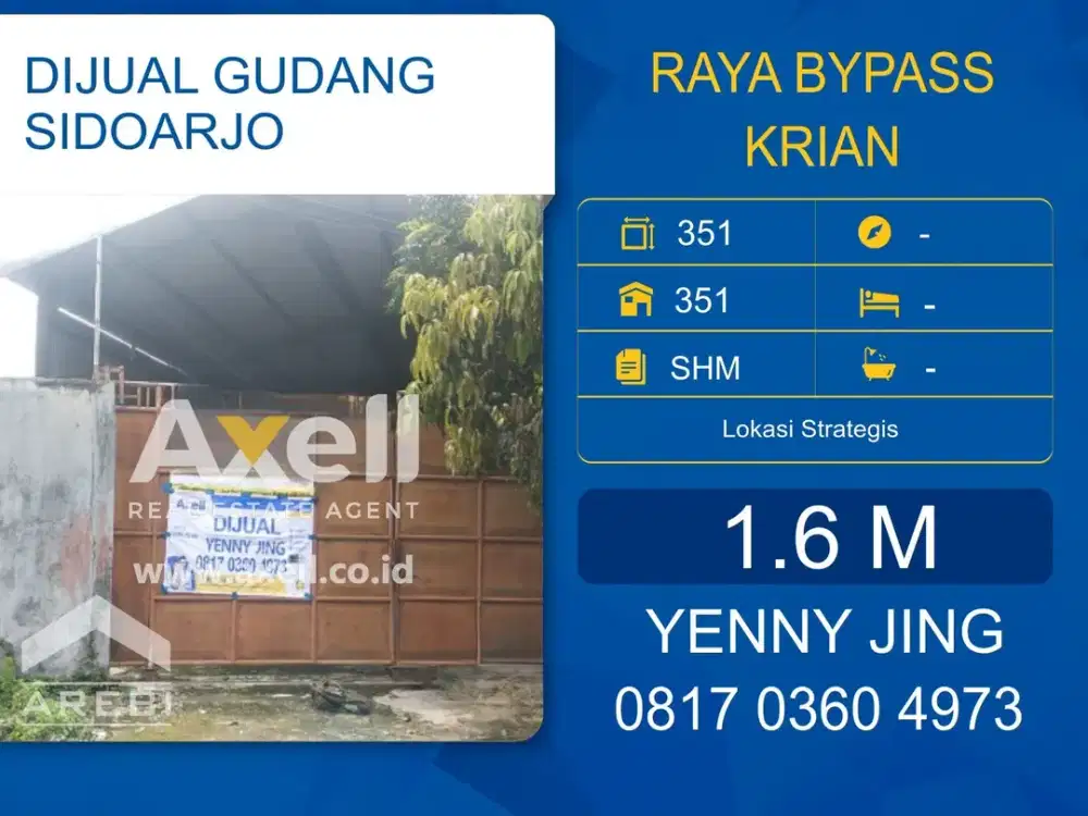 Gudang Raya Bypass Krian Dijual