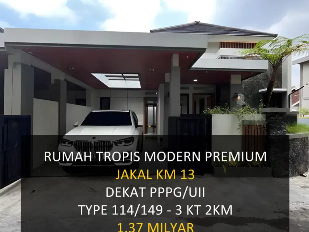 RUMAH TROPIS MODERN PREMIUM DENGAN TANAH LUAS DEKAT UII