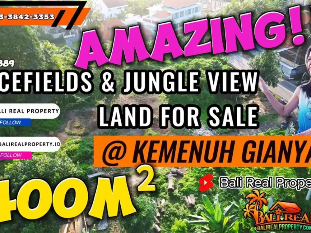 400 m2 with Rice Fields and Greenlush view in Ubud Sukawati
