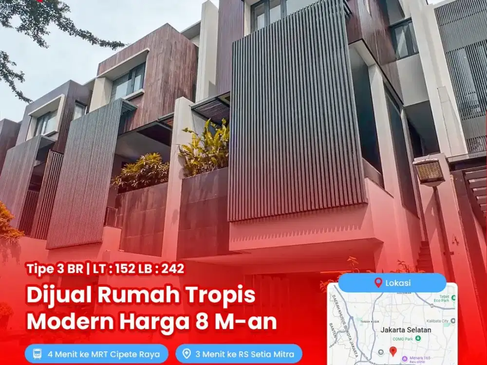 Dijual Rumah Townhouse Tipe 3 Kamar Tidur di Cilandak, Jakarta Selatan