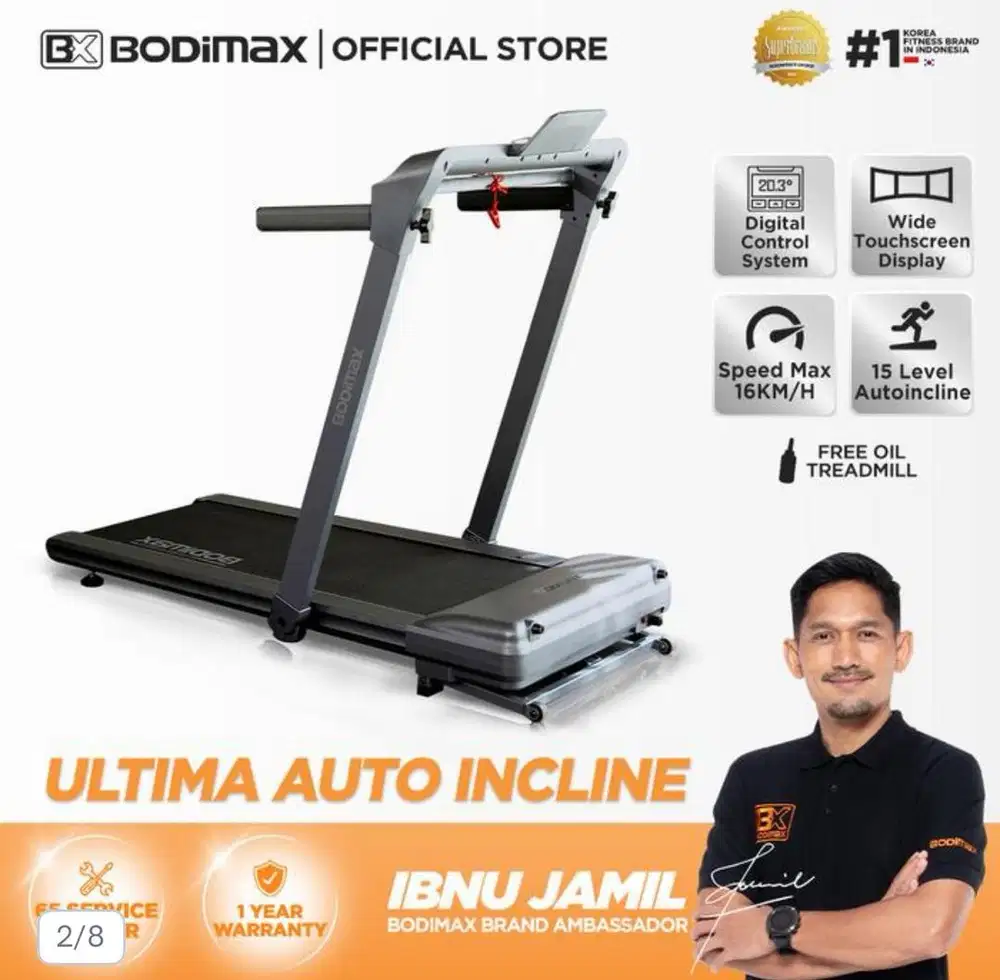 Treadmill Premium Fitur Maksimal: BODIMAX ULTIMA AUTO-INCLINE