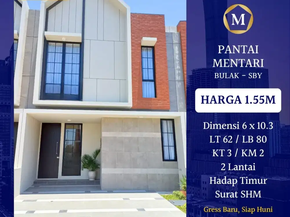 Rumah Baru Pantai Mentari Kenjeran dkt Pakuwon City Mulyosari MERR
