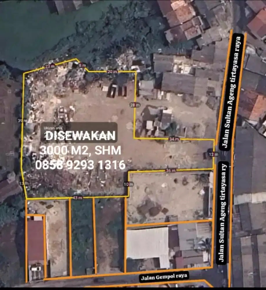 DISEWAKAN TANAH 3000 M2 JL SULTAN AGENG TIRTAYASA, PINANG, TANGERANG