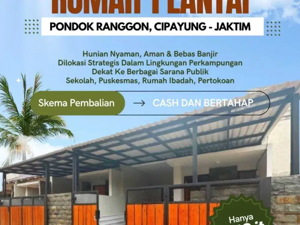 Rumah 1 lantai 500 jutaan di cipayung jakarta timur