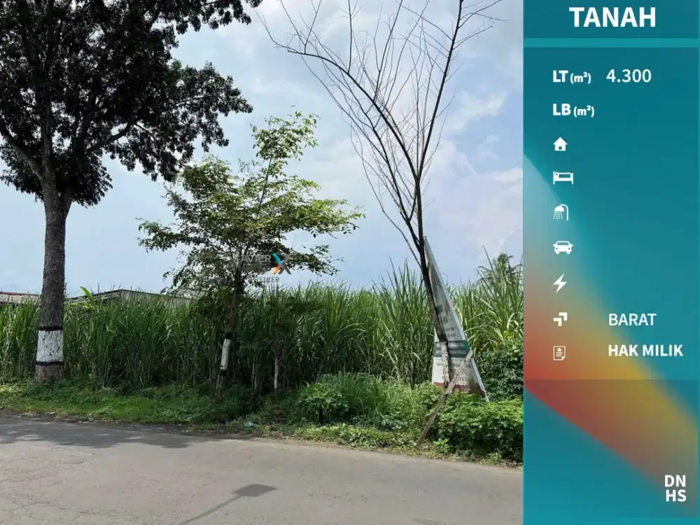 Dijual  Tanah Kavling Luas di Jalan Raya Pakis Malang