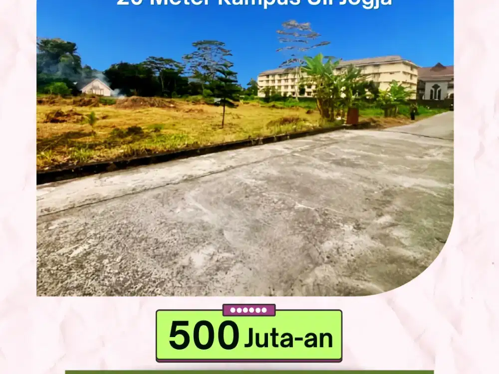 Tanah Dijual, 20 Meter Kampus UII, View Merapi, Jalan Paving 6 Meter