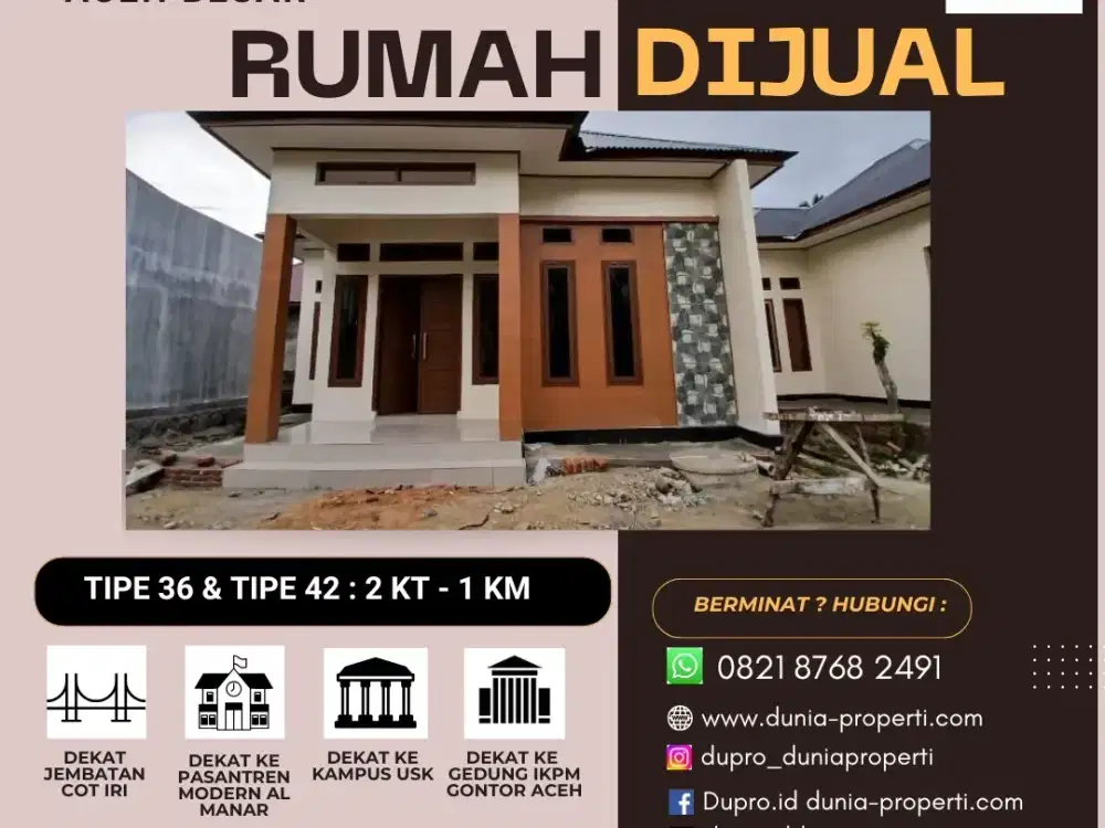 Rumah Dijual di Cot Iri tipe 36 & 42  – Hunian di Lokasi Strategis