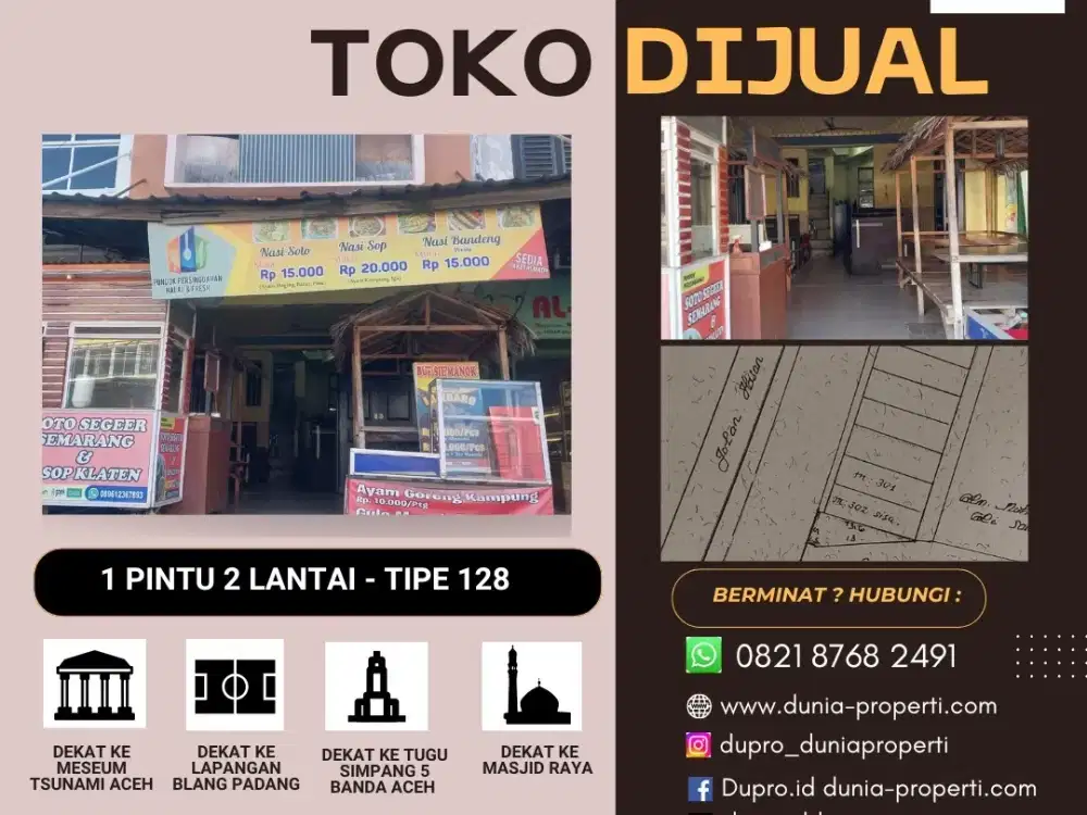 Toko Dijual – Lokasi Strategis di Jl. Hasan Saleh Neusu - Banda Aceh