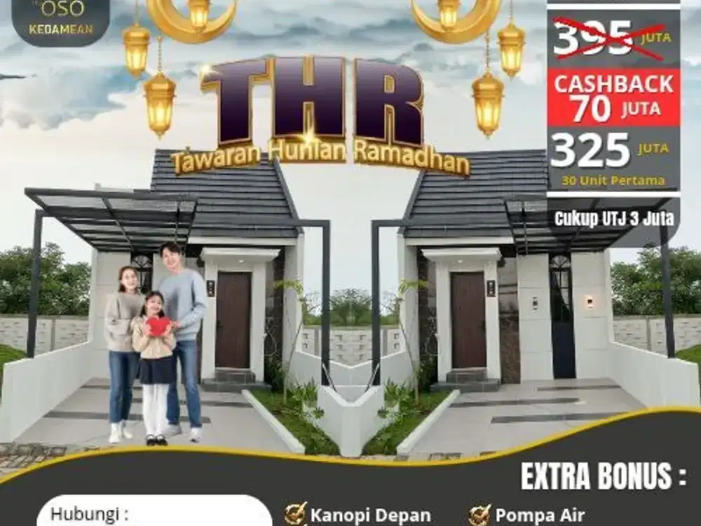 Rumah The Oso Kedamean, lebar 5,  Dekat Gate TOL, Citraland