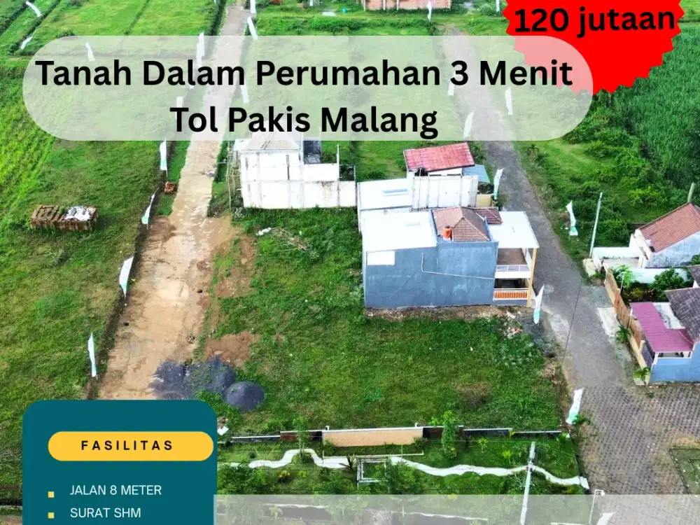 Tanah 3 Menit Pintu Tol Pakis Malang dalam perumahan