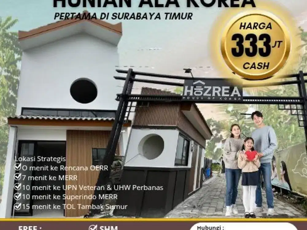 Rumah Hozrea, harga cash 333 juta, Wonorejo Selatan dekat MERR, Galaxy
