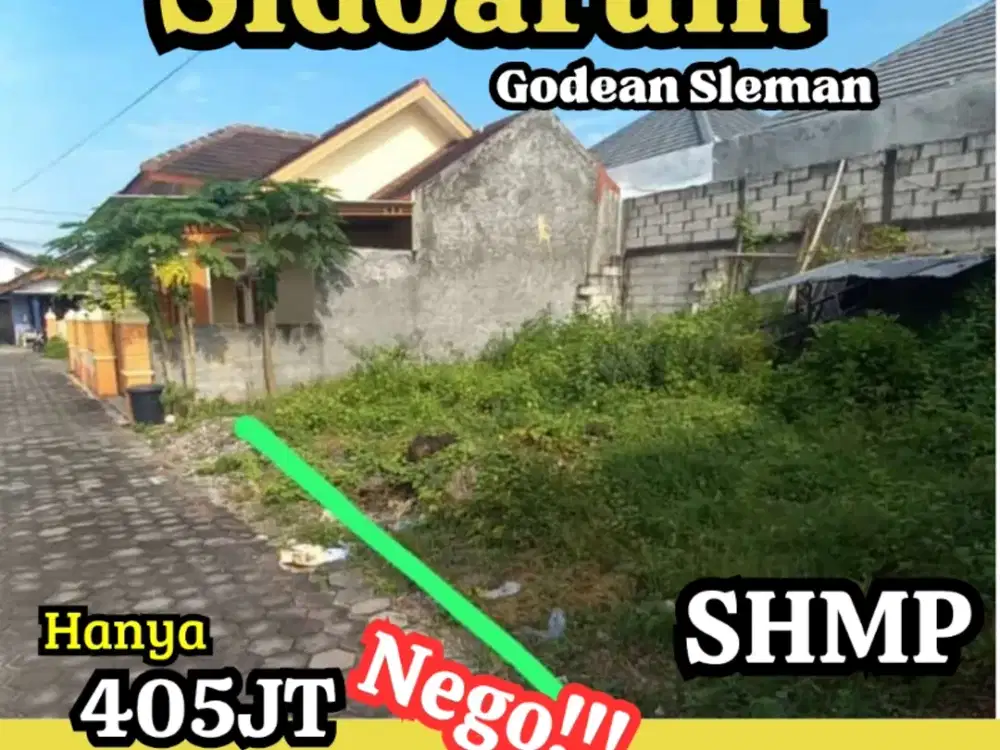 tanah pekarangan dijual dekat kota jogja di sidoarum