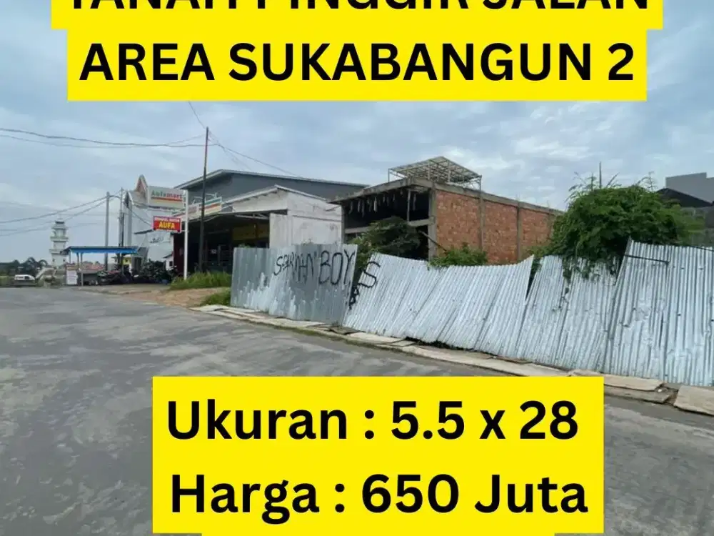 Tanah di pinggir jalan utama Sukabangun 2 – Ponorogo, Palembang