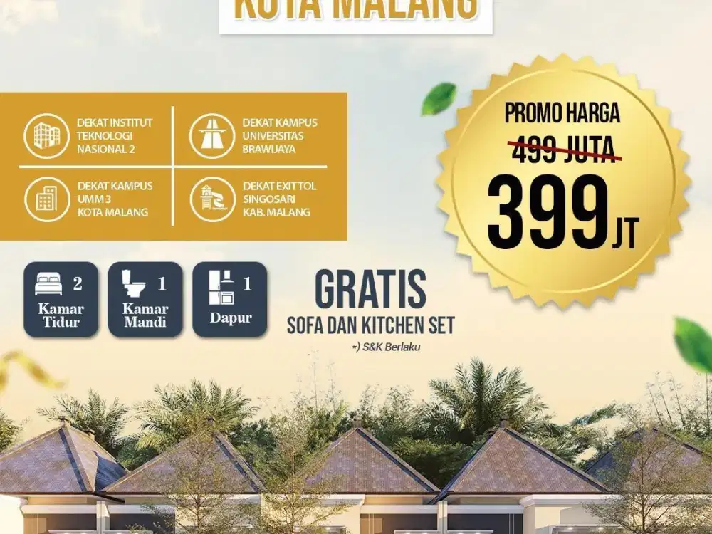 RUMAH HUNIAN STRATEGIS KOTA MALANG DEKAT KAMPUS ITN