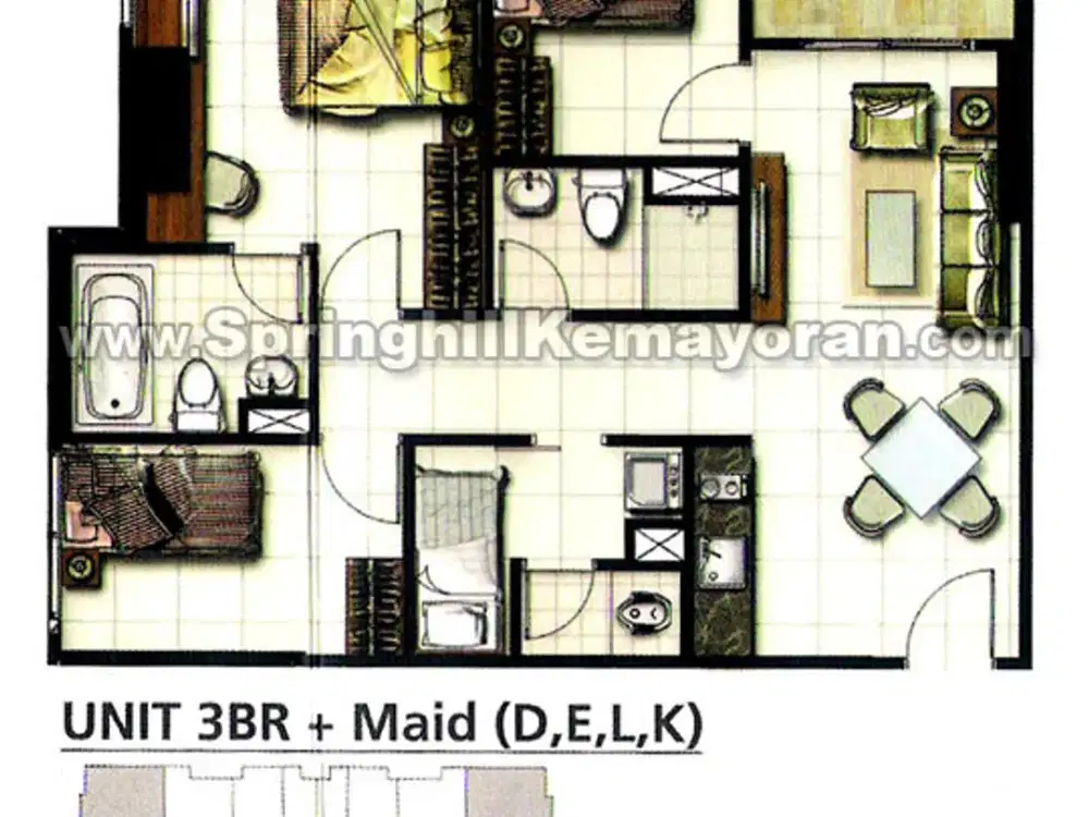Springhill Terrace Lantai Sedang Furnished Renovasi Premium